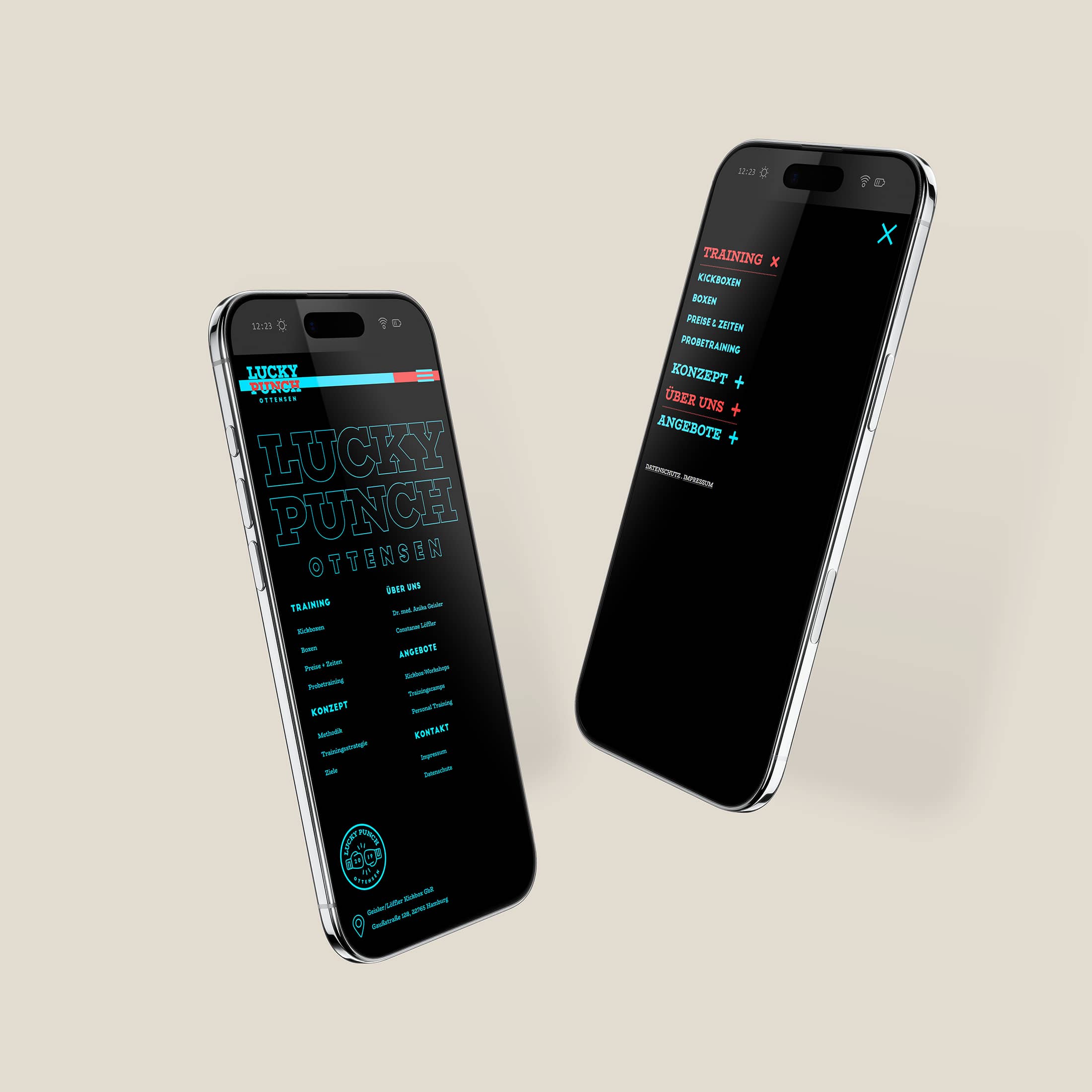Lucky Punch Mobilesite - Footer-Bereich und Offcanvas-Menu