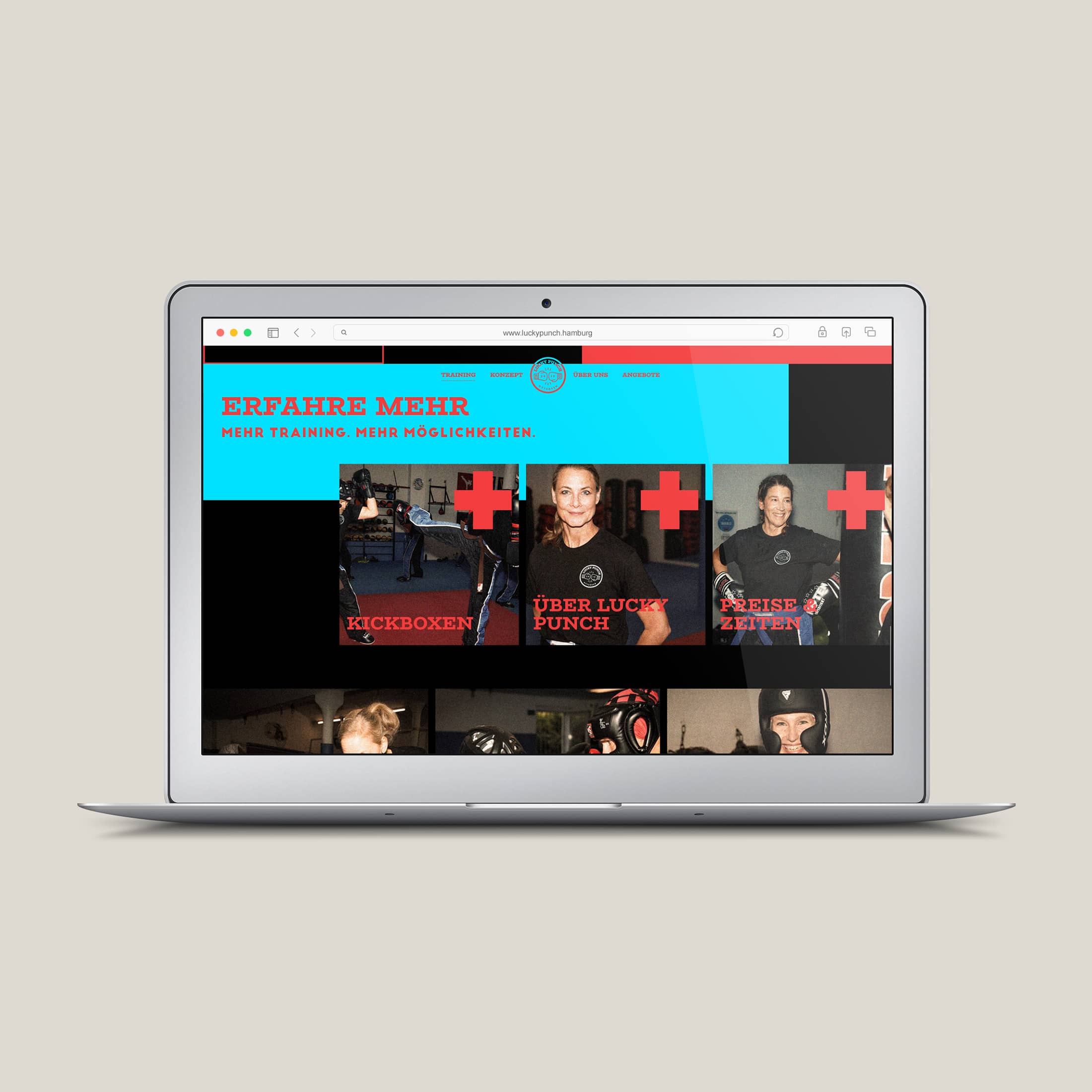 Lucky Punch Website - Content-Teaser und Fotogalerie