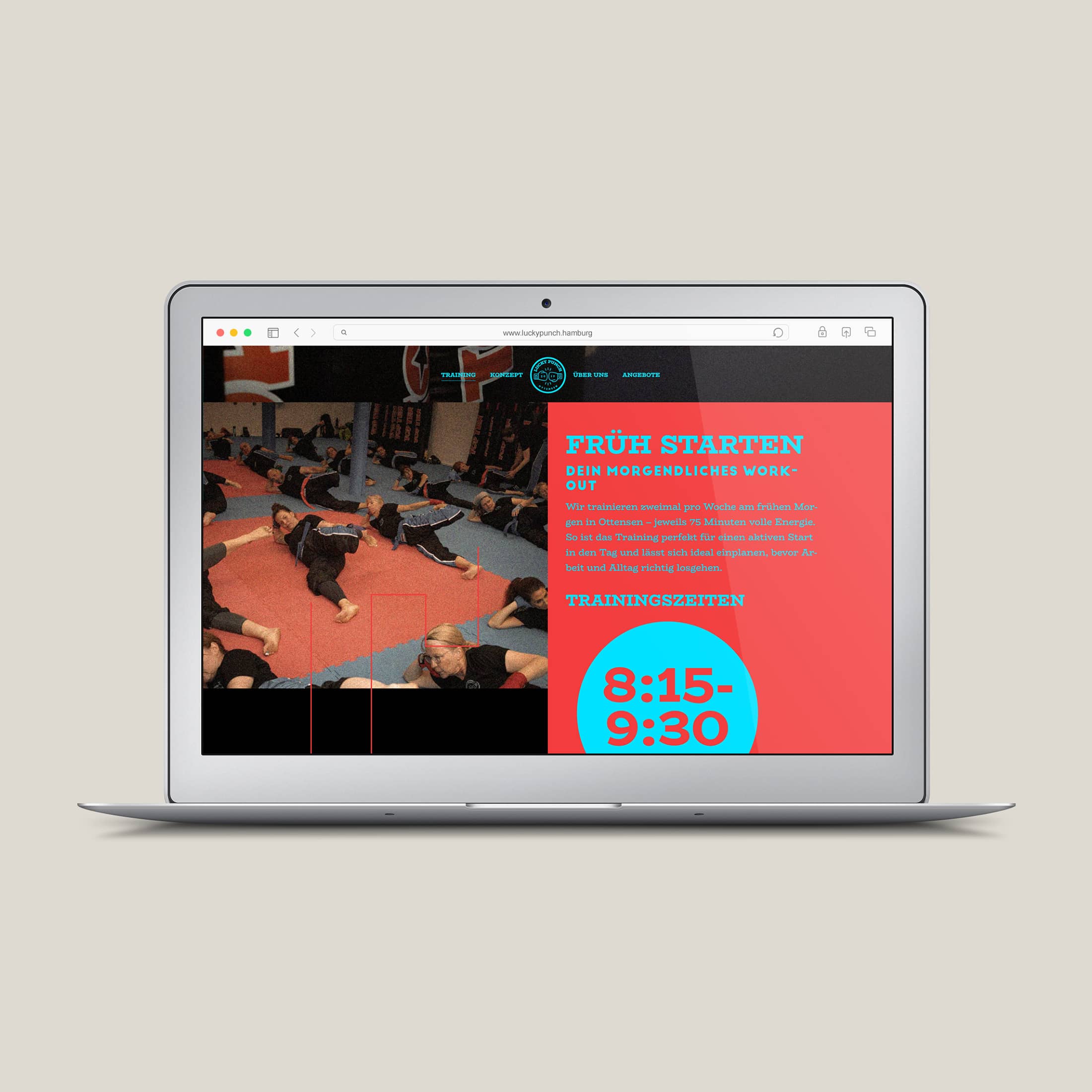Lucky Punch Website - Abbildung von Preisen und Zeiten